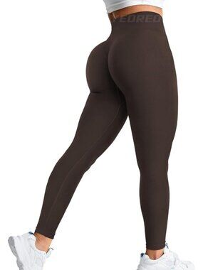 Women's Chocolate Marl Seamless Scrunch Butt High Waisted Imported Gym Leggings